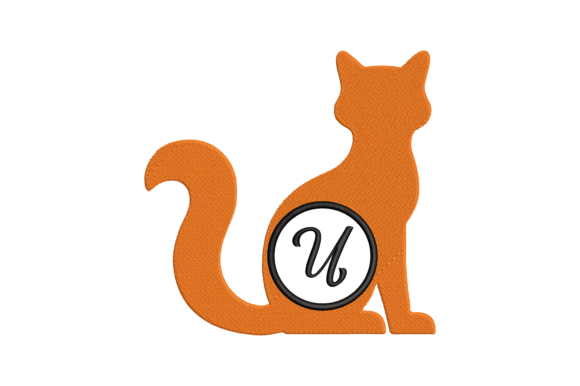Cat Letter U Embroidery Design