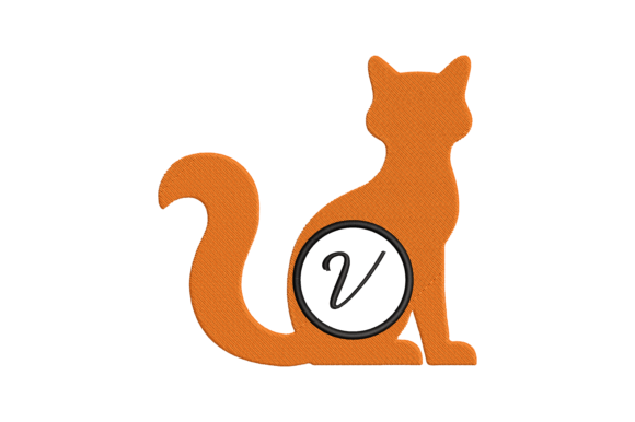 Cat Letter V Embroidery Design