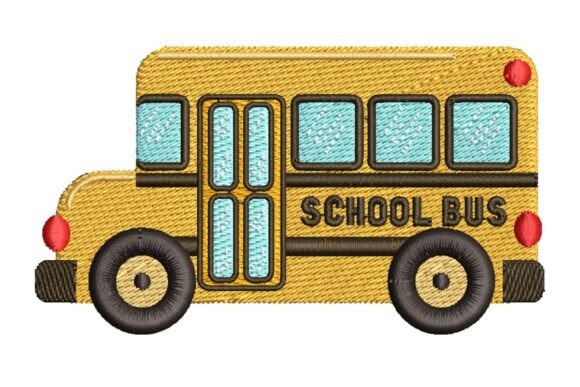 Classic Yellow School Bus Embroidery Design