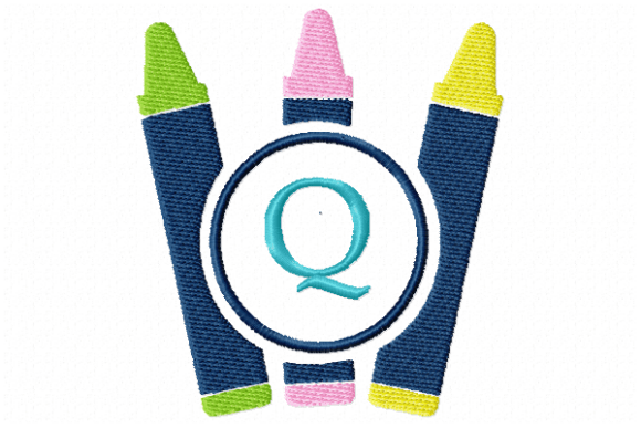 Crayons Frame Monogram Letter Q
