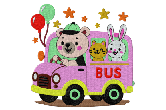 Cute Animal School Bus