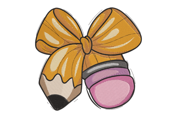 Pencil Bow Embroidery Design