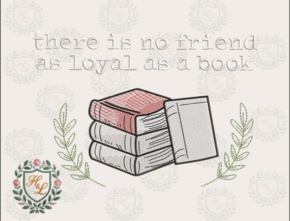 Pink Book Quote Embroidery Files