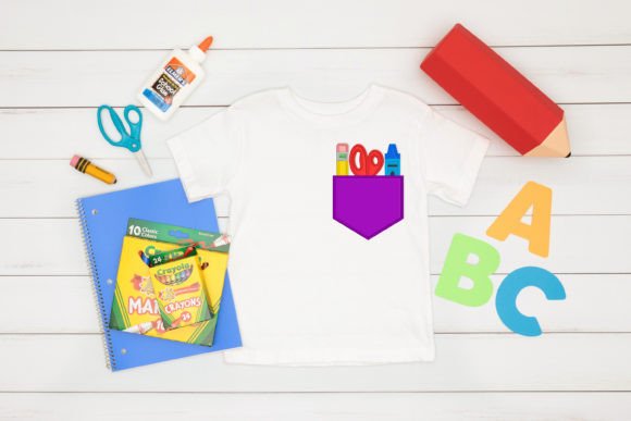 School Supplies in Pocket Applique