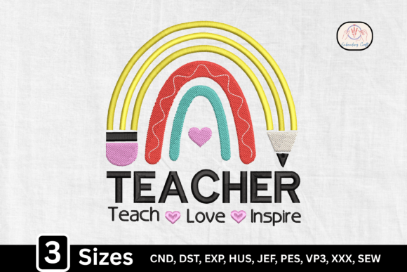 Teach Love Inspire Rainbow Pencil